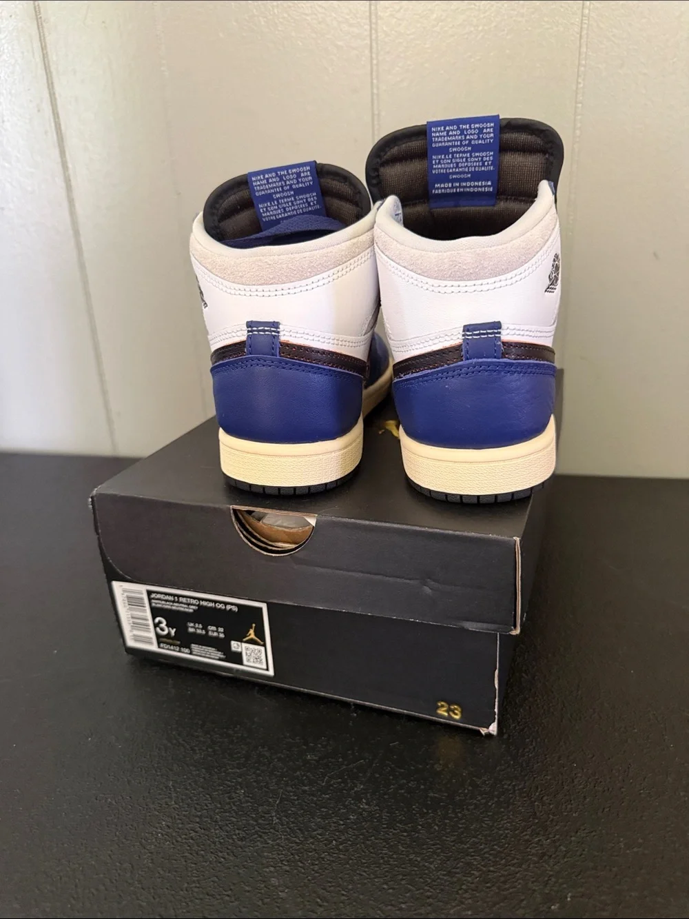 Nike Air Jordan 1 High - White, Deep Royal Blue & Black